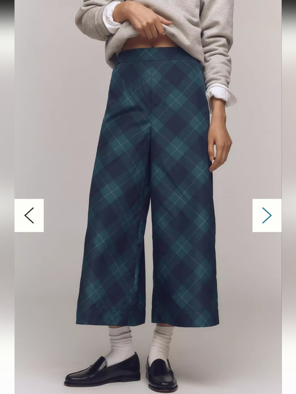 EUC MAEVE TAFFETA PRINTED CROPPED WIDE-LEG PLAID PANTS SZ 1X